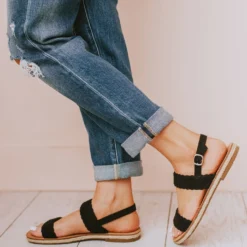 Woven Strap Sandal Black