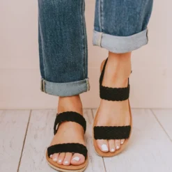 Woven Strap Sandal Black