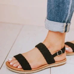 Woven Strap Sandal Black