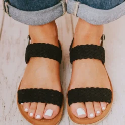 Woven Strap Sandal Black