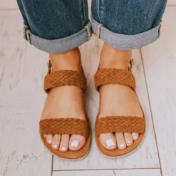 Shoes Woven Strap Sandals Coffee
