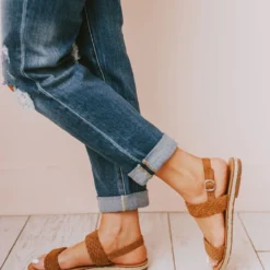 Shoes Woven Strap Sandals Coffee