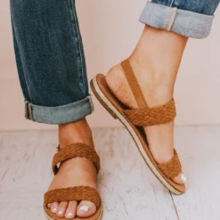 Shoes Woven Strap Sandals Coffee