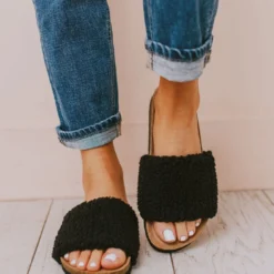 Shoes Slip On Sherpa Sandals Black