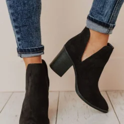 Snatch V Cut Booties Black Suede