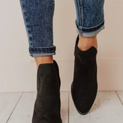 Snatch V Cut Booties Black Suede