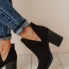 Snatch V Cut Booties Black Suede