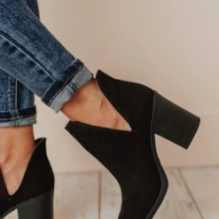 Snatch V Cut Booties Black Suede