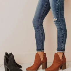 Snatch V Cut Booties Black Suede