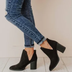 Snatch V Cut Booties Black Suede
