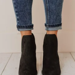 Snatch V Cut Booties Black Suede