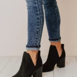Snatch V Cut Booties Black Suede