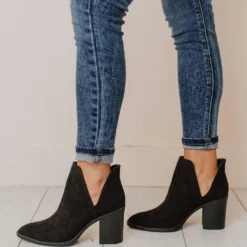 Snatch V Cut Booties Black Suede