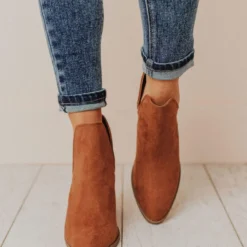 Shoes Snatch V Cut Booties Camel Suede