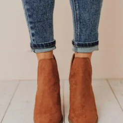 Shoes Snatch V Cut Booties Camel Suede