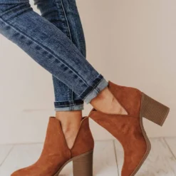 Shoes Snatch V Cut Booties Camel Suede