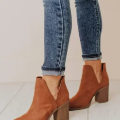 Shoes Snatch V Cut Booties Camel Suede