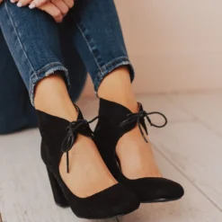 Lucy Avenue Tess Lace Up Heels Black