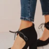 Lucy Avenue Tess Lace Up Heels Black