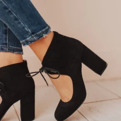 Lucy Avenue Tess Lace Up Heels Black