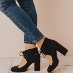 Lucy Avenue Tess Lace Up Heels Black