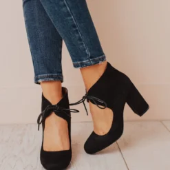 Lucy Avenue Tess Lace Up Heels Black