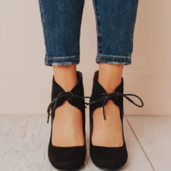 Lucy Avenue Tess Lace Up Heels Black