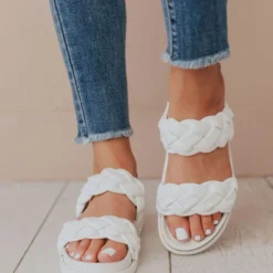 Cleo Two Braided Sandal White Sandals