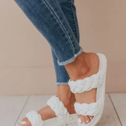 Cleo Two Braided Sandal White Sandals