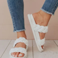Cleo Two Braided Sandal White Sandals