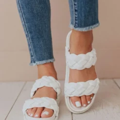 Cleo Two Braided Sandal White Sandals