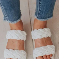 Cleo Two Braided Sandal White Sandals