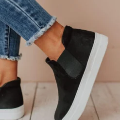 Shoes Wood Side Stretch Sneakers Black Suede