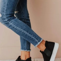 Shoes Wood Side Stretch Sneakers Black Suede