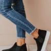 Shoes Wood Side Stretch Sneakers Black Suede