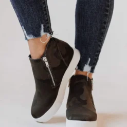 Shoes Zipper Wedge Sneakers Dark Camo