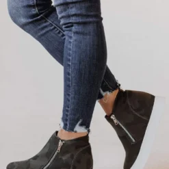 Shoes Zipper Wedge Sneakers Dark Camo