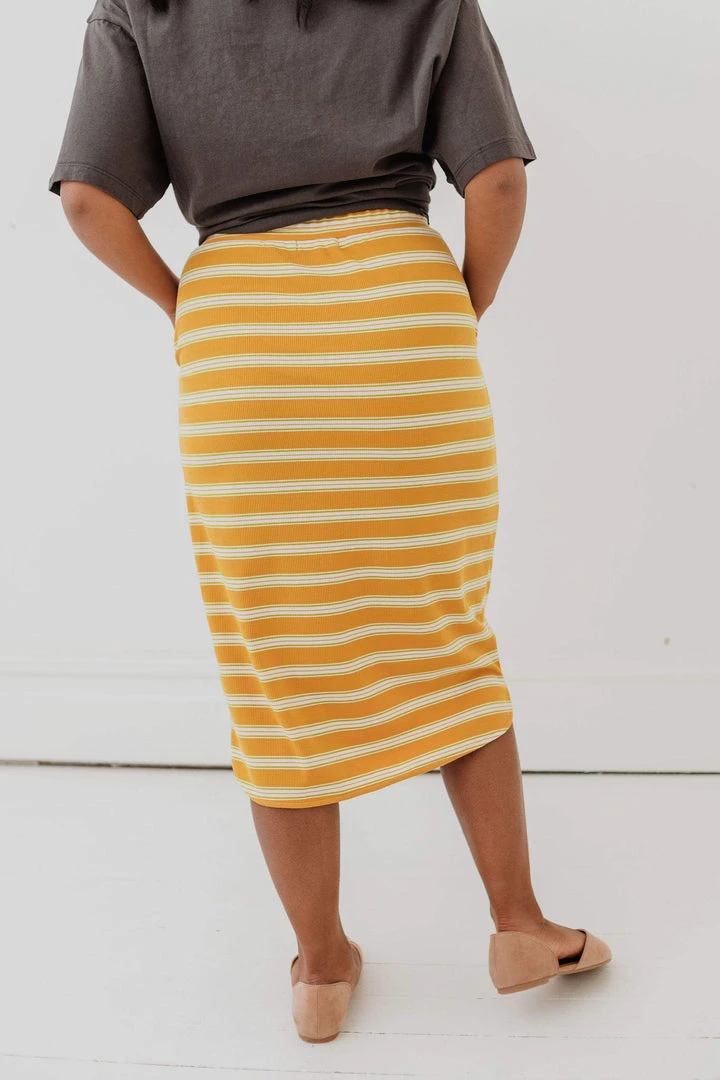 Vendor-unknown Bottoms Mackenzie Striped Pull-On Skirt Mustard 7 Vendor-unknown Bottoms Mackenzie Striped Pull-On Skirt Mustard