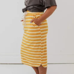 Vendor-unknown Bottoms Mackenzie Striped Pull-On Skirt Mustard 10 Vendor-unknown Bottoms Mackenzie Striped Pull-On Skirt Mustard