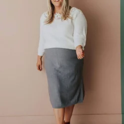 Vendor-unknown Plus Size Patty Sweater Skirt Grey