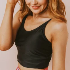 Lucy Avenue Barbados Tie Up Back Top Black