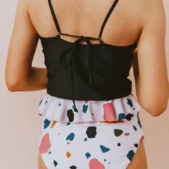 Lucy Avenue Barbados Tie Up Back Top Black