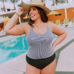 Lucy Avenue Barbados Tie Up Back Top Black & White Pin Stripes