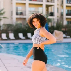 Lucy Avenue Plus Size Beach Bum High Waisted Bottom Black