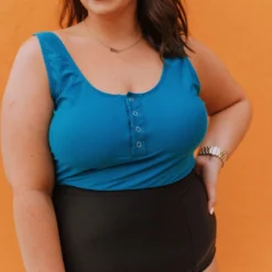 Lucy Avenue Plus Size Beach Bum High Waisted Bottom Black