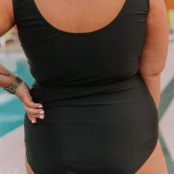 Lucy Avenue Plus Size Beach Bum High Waisted Bottom Black