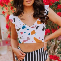 Lucy Avenue Swim Breezy Reversible High Rise Bottom Black And Black & White Stripes