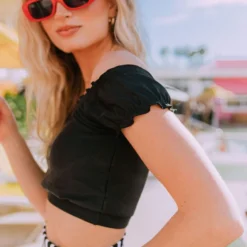 Lucy Avenue Destin Off The Shoulder Top Black Swim 26 Lucy Avenue Destin Off The Shoulder Top Black Swim