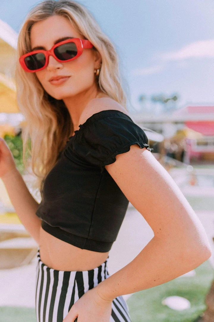Lucy Avenue Destin Off The Shoulder Top Black Swim 10 Lucy Avenue Destin Off The Shoulder Top Black Swim