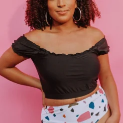 Lucy Avenue Destin Off The Shoulder Top Black Swim 22 Lucy Avenue Destin Off The Shoulder Top Black Swim